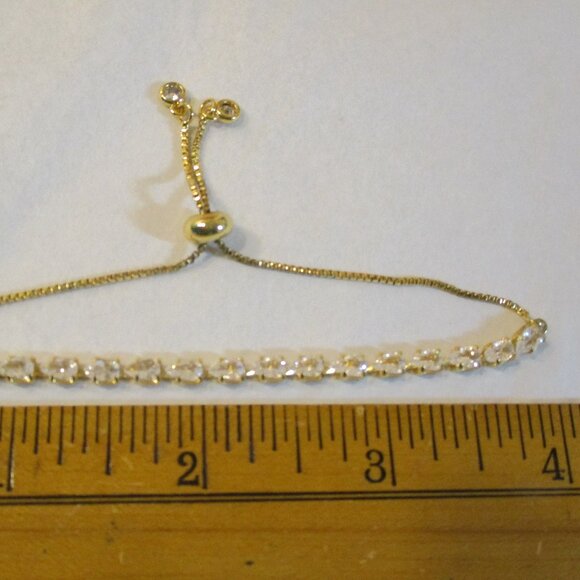 New NWOT Rachel Zoe Adjustable Pear Shaped Cubic Zirconia Tennis Bracelet - Picture 4 of 5
